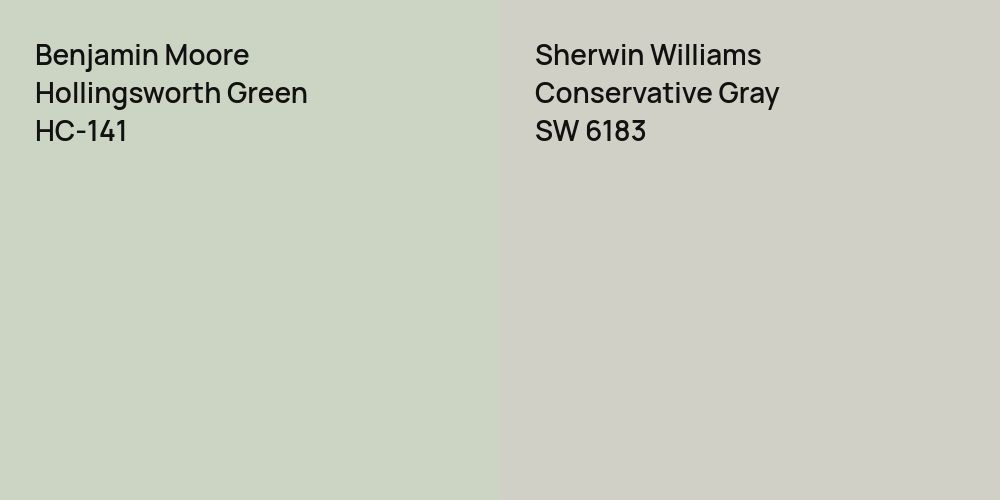 Benjamin Moore Hollingsworth Green vs. Sherwin Williams Conservative Gray