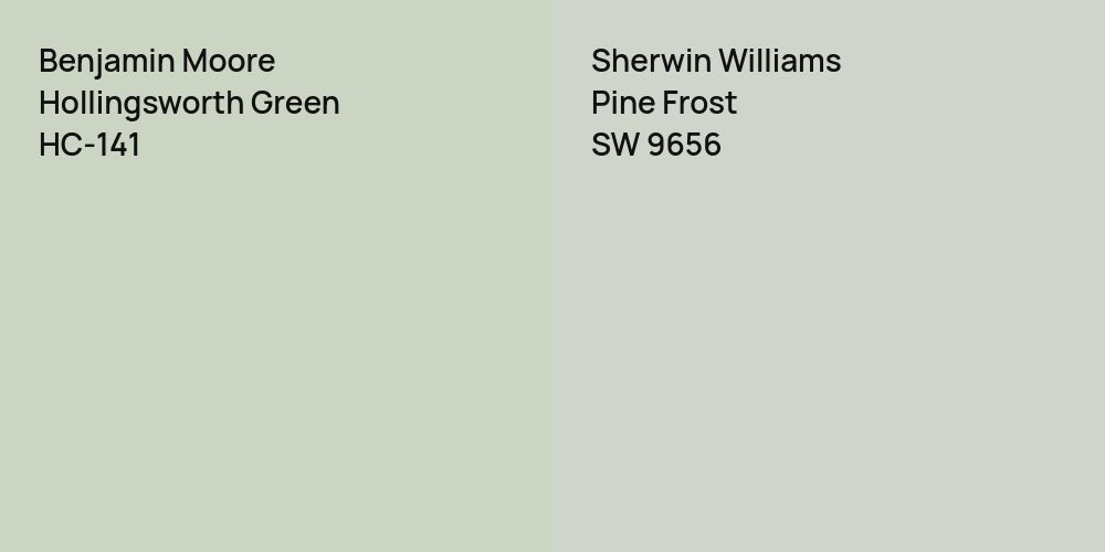 Benjamin Moore Hollingsworth Green vs. Sherwin Williams Pine Frost