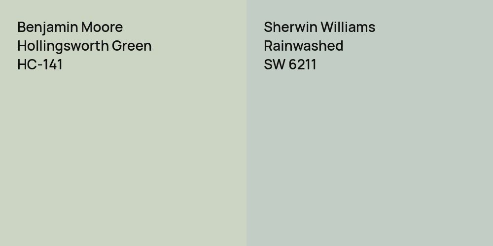 Benjamin Moore Hollingsworth Green vs. Sherwin Williams Rainwashed