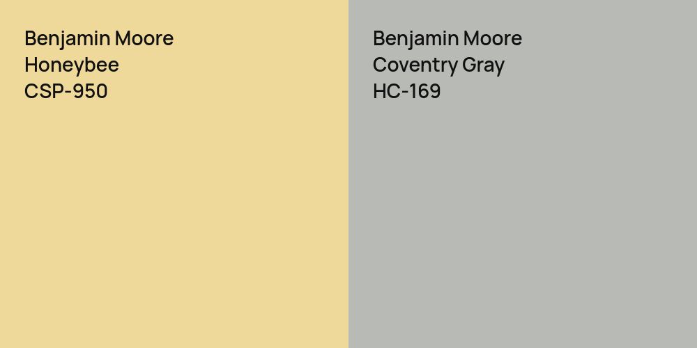 Benjamin Moore Honeybee vs. Benjamin Moore Coventry Gray