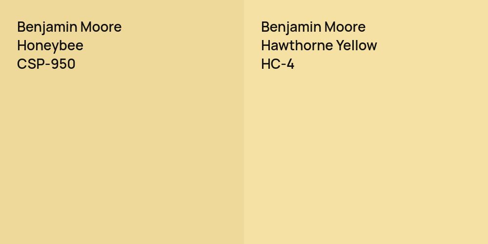 Benjamin Moore Honeybee vs. Benjamin Moore Hawthorne Yellow