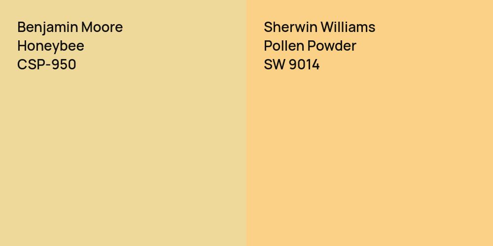 Benjamin Moore Honeybee vs. Sherwin Williams Pollen Powder