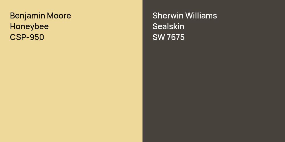 Benjamin Moore Honeybee vs. Sherwin Williams Sealskin