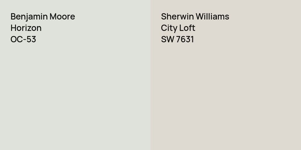 Benjamin Moore Horizon vs. Sherwin Williams City Loft