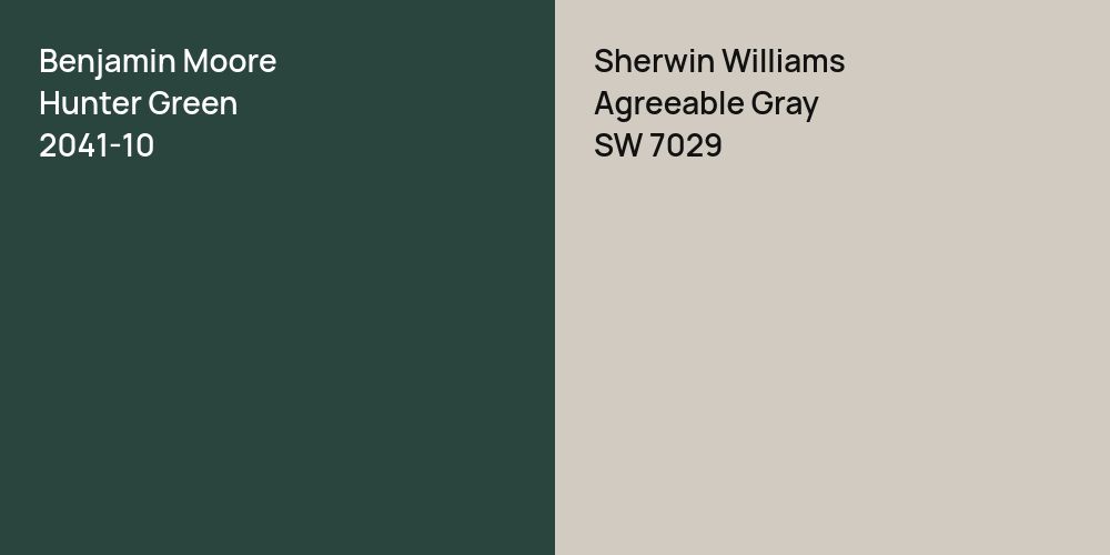 Benjamin Moore Hunter Green vs. Sherwin Williams Agreeable Gray