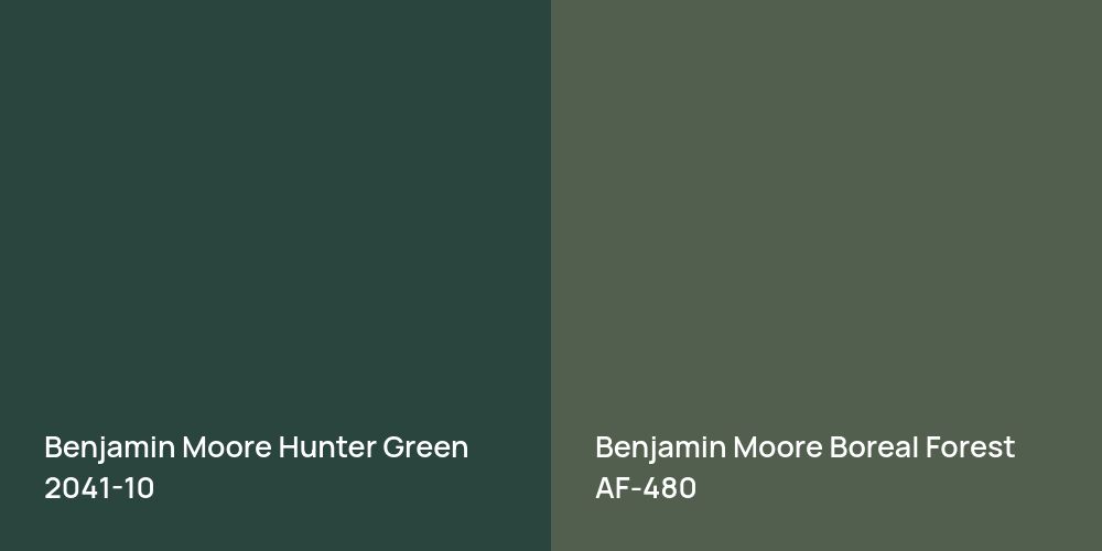 Benjamin Moore Hunter Green vs. Benjamin Moore Boreal Forest