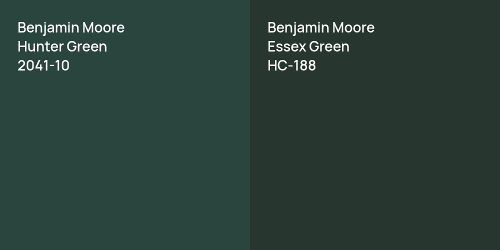 Benjamin Moore Hunter Green vs. Benjamin Moore Essex Green