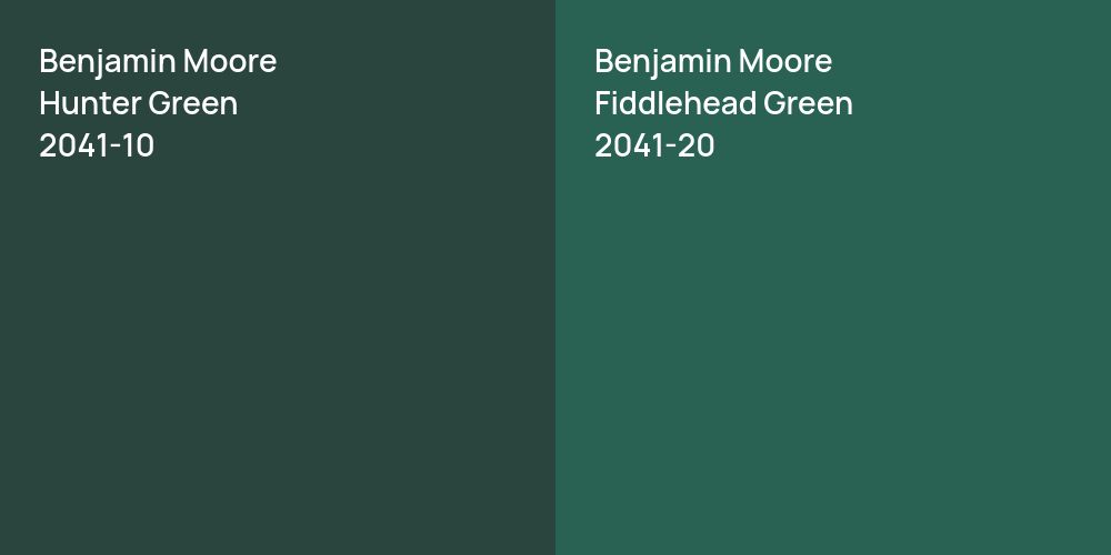 Benjamin Moore Hunter Green vs. Benjamin Moore Fiddlehead Green