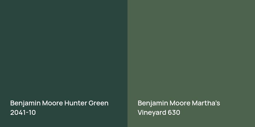 Benjamin Moore Hunter Green vs. Benjamin Moore Martha's Vineyard