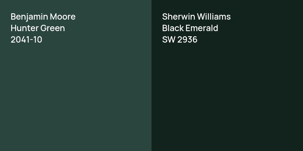 Benjamin Moore Hunter Green vs. Sherwin Williams Black Emerald