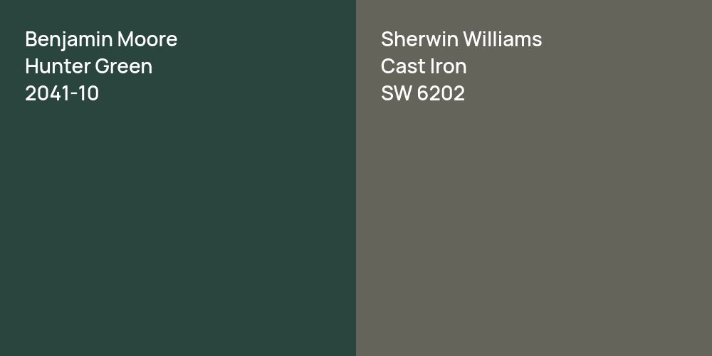 Benjamin Moore Hunter Green vs. Sherwin Williams Cast Iron