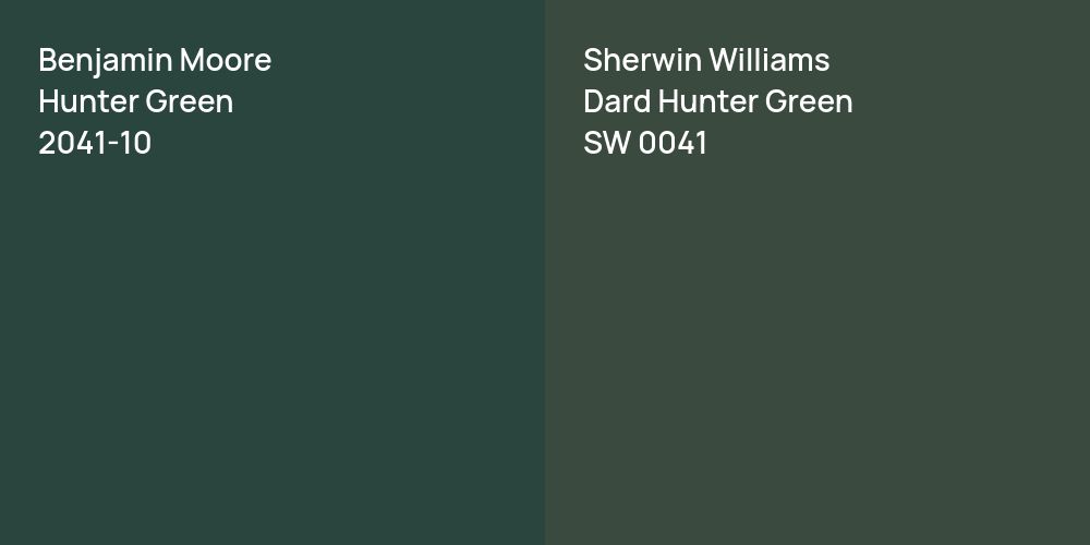 Benjamin Moore Hunter Green vs. Sherwin Williams Dard Hunter Green