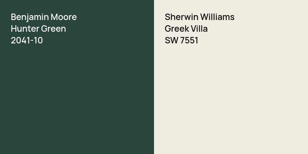 Benjamin Moore Hunter Green vs. Sherwin Williams Greek Villa