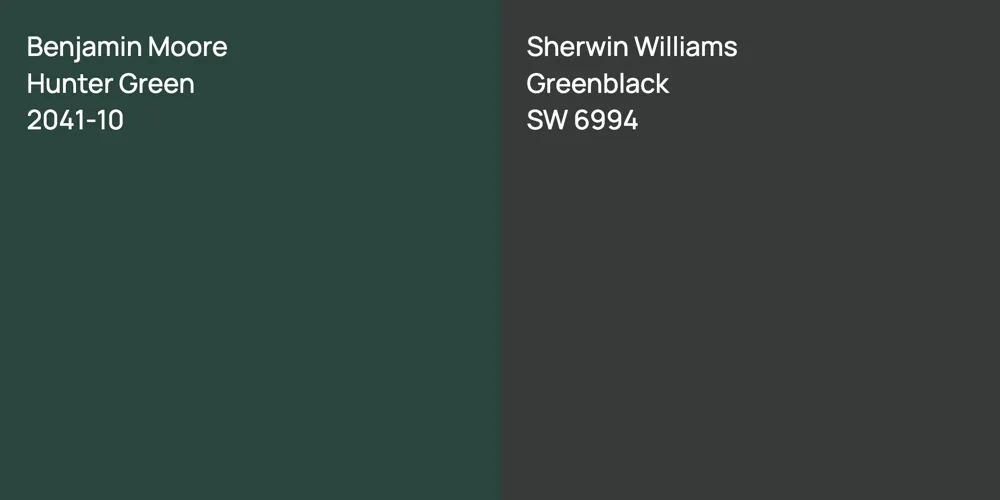 Benjamin Moore Hunter Green vs. Sherwin Williams Greenblack