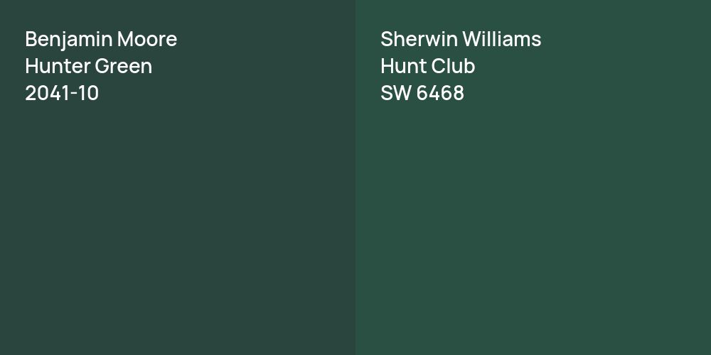 Benjamin Moore Hunter Green vs. Sherwin Williams Hunt Club