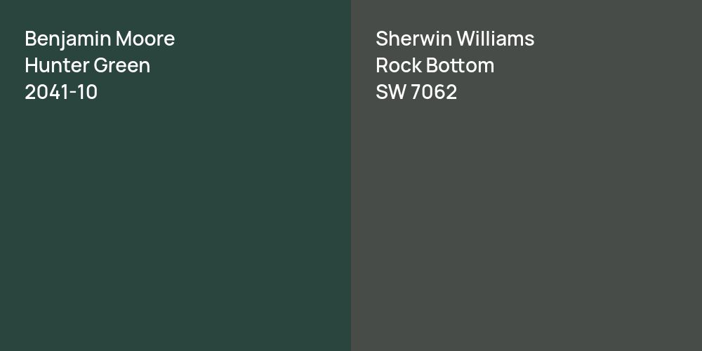 Benjamin Moore Hunter Green vs. Sherwin Williams Rock Bottom