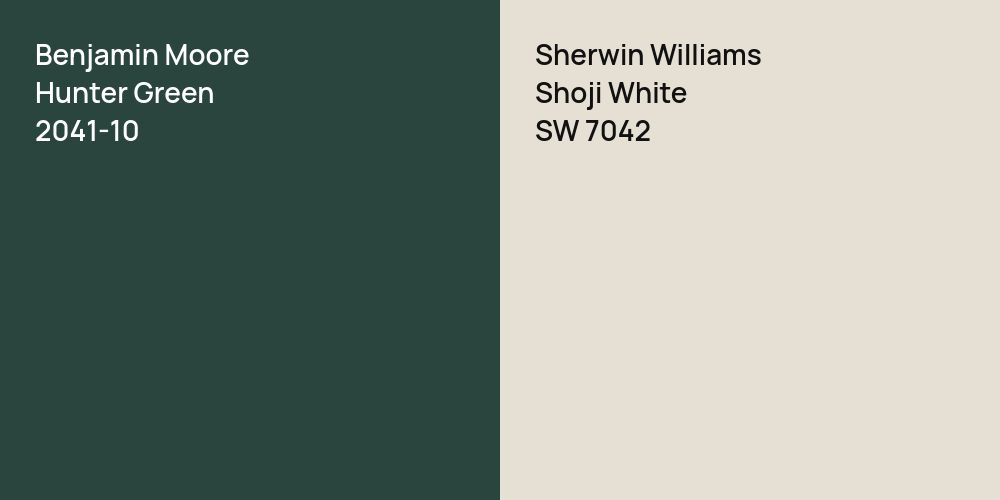 Benjamin Moore Hunter Green vs. Sherwin Williams Shoji White