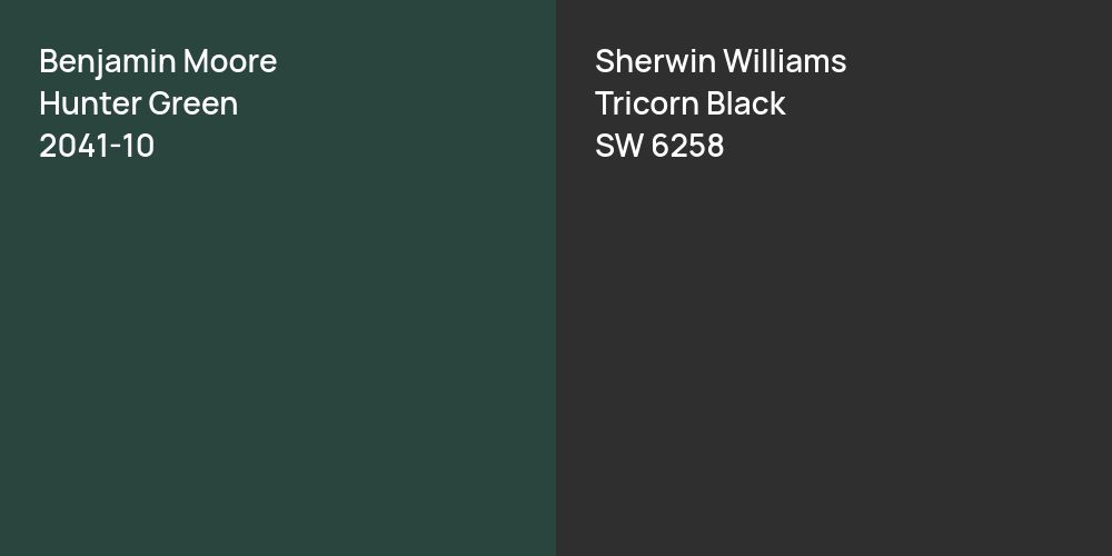 Benjamin Moore Hunter Green vs. Sherwin Williams Tricorn Black