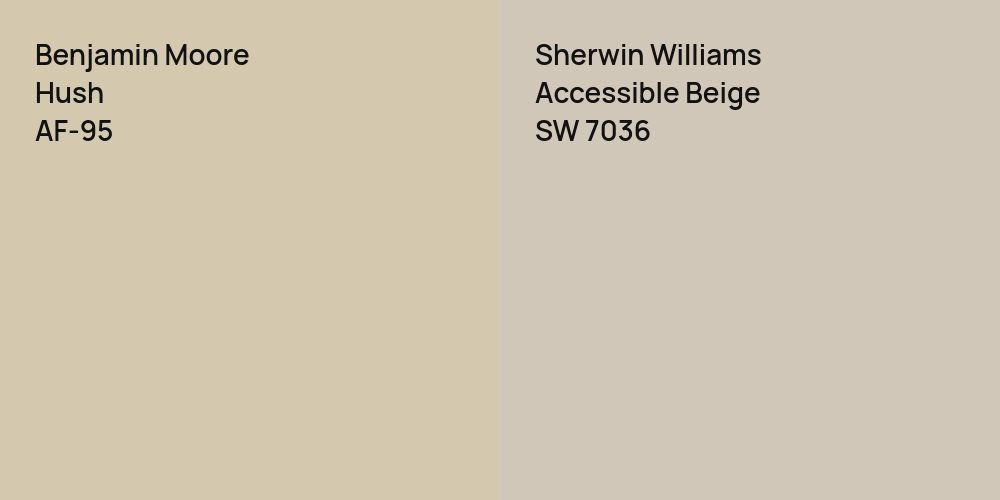 Benjamin Moore Hush vs. Sherwin Williams Accessible Beige