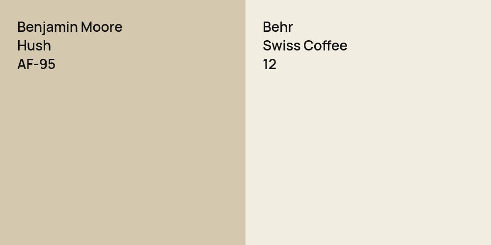 Benjamin Moore Hush vs. Behr Swiss Coffee