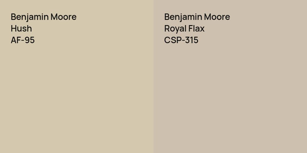 Benjamin Moore Hush vs. Benjamin Moore Royal Flax