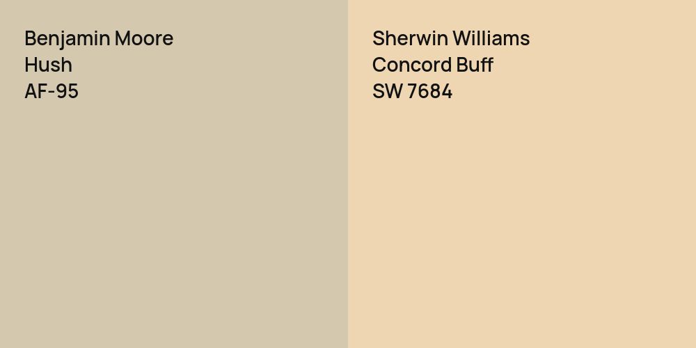 Benjamin Moore Hush vs. Sherwin Williams Concord Buff