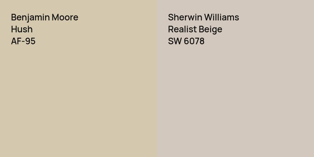 Benjamin Moore Hush vs. Sherwin Williams Realist Beige