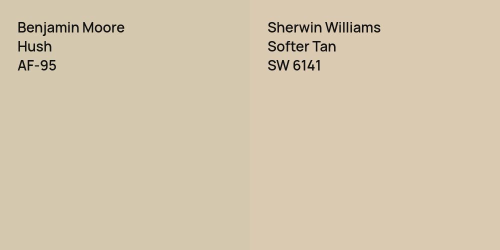 Benjamin Moore Hush vs. Sherwin Williams Softer Tan