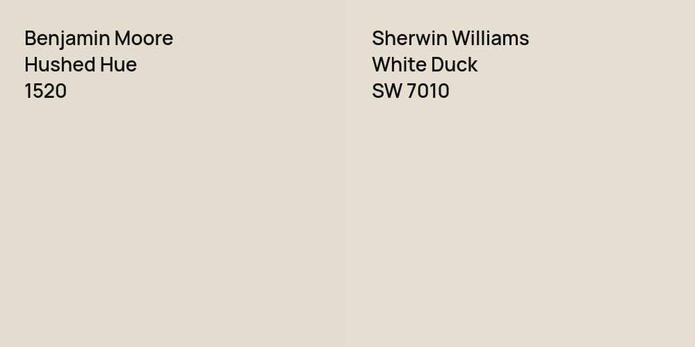 Benjamin Moore Hushed Hue vs. Sherwin Williams White Duck