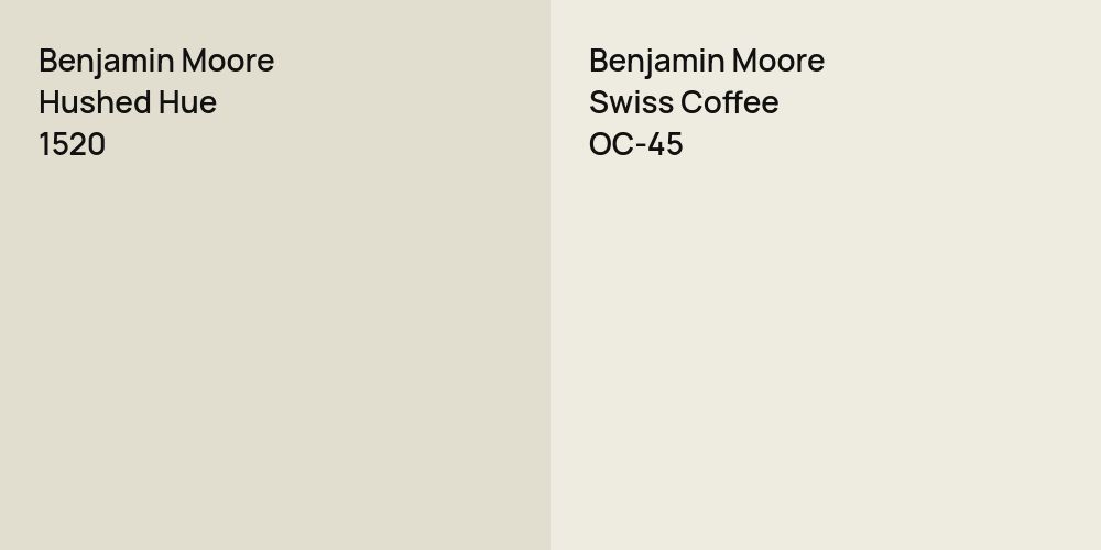 Benjamin Moore Hushed Hue vs. Benjamin Moore Swiss Coffee