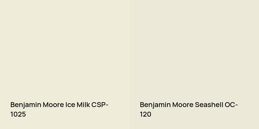 Benjamin Moore Ice Milk vs. Benjamin Moore Seashell