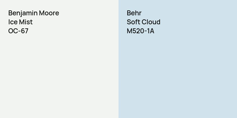 Benjamin Moore Ice Mist vs. Behr Soft Cloud