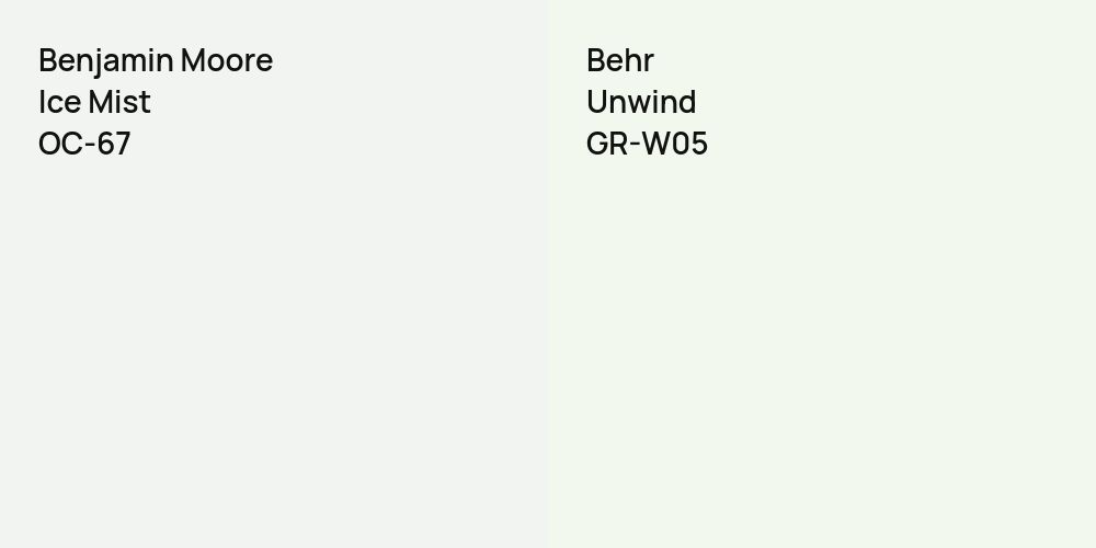 Benjamin Moore Ice Mist vs. Behr Unwind