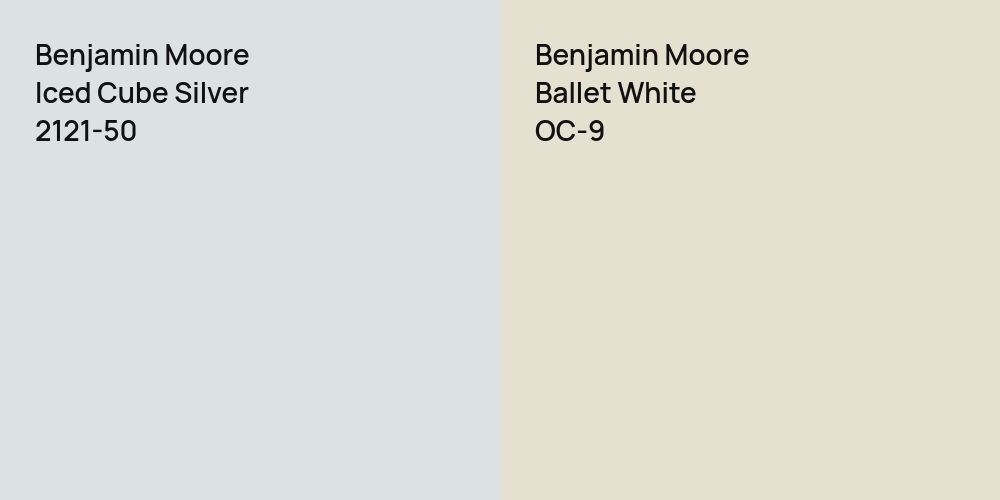 Benjamin Moore Iced Cube Silver vs. Benjamin Moore Ballet White