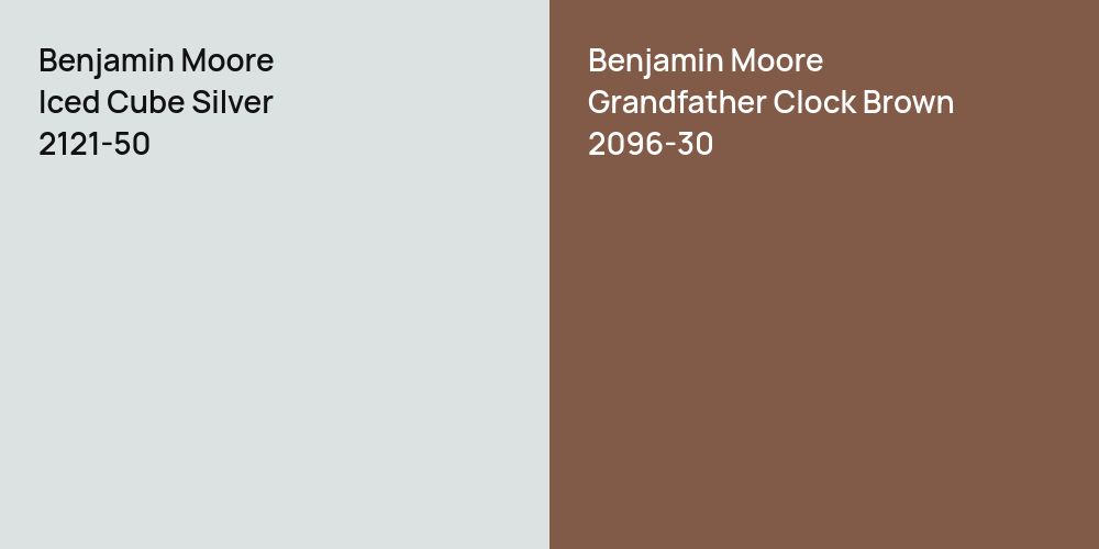 Benjamin Moore Iced Cube Silver vs. Benjamin Moore Grandfather Clock Brown