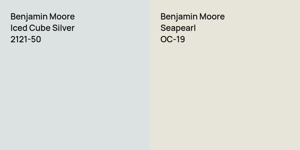 Benjamin Moore Iced Cube Silver vs. Benjamin Moore Seapearl