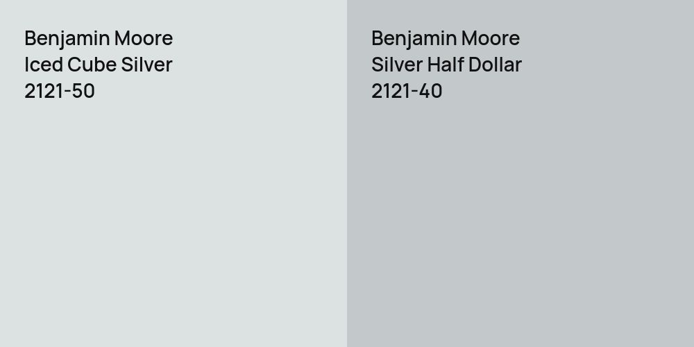 Benjamin Moore Iced Cube Silver vs. Benjamin Moore Silver Half Dollar