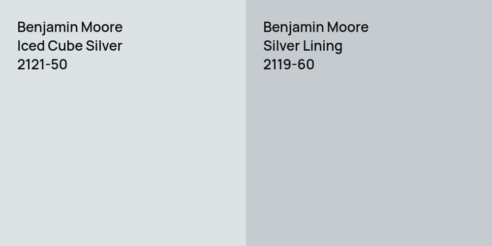 Benjamin Moore Iced Cube Silver vs. Benjamin Moore Silver Lining