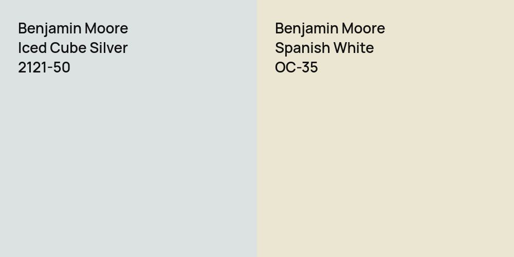 Benjamin Moore Iced Cube Silver vs. Benjamin Moore Spanish White