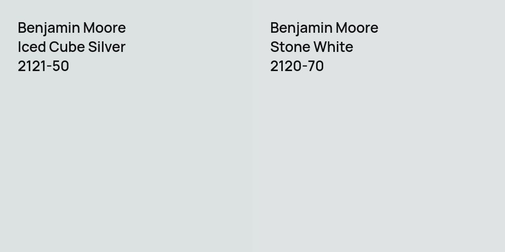 Benjamin Moore Iced Cube Silver vs. Benjamin Moore Stone White