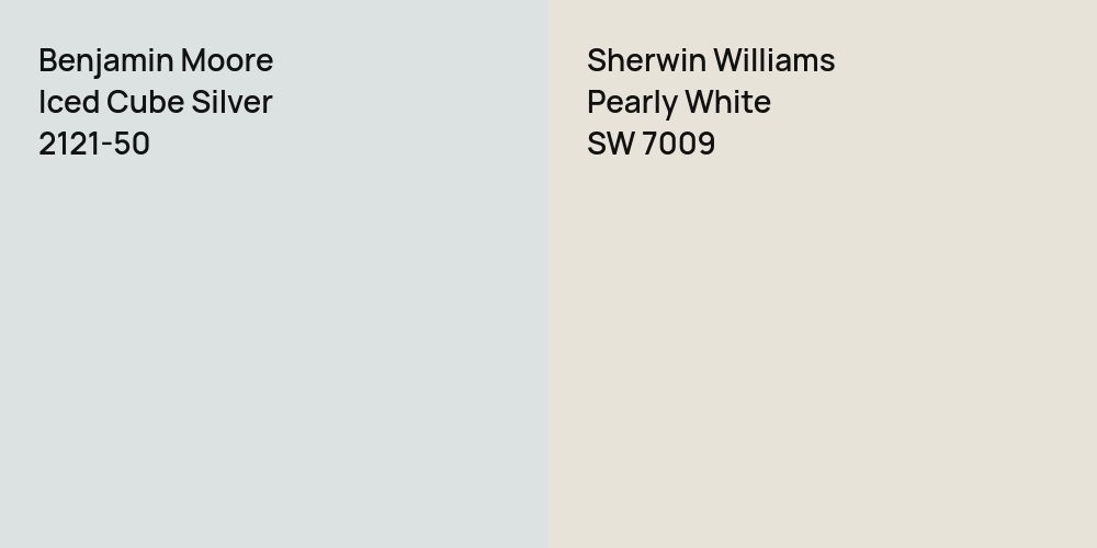 Benjamin Moore Iced Cube Silver vs. Sherwin Williams Pearly White