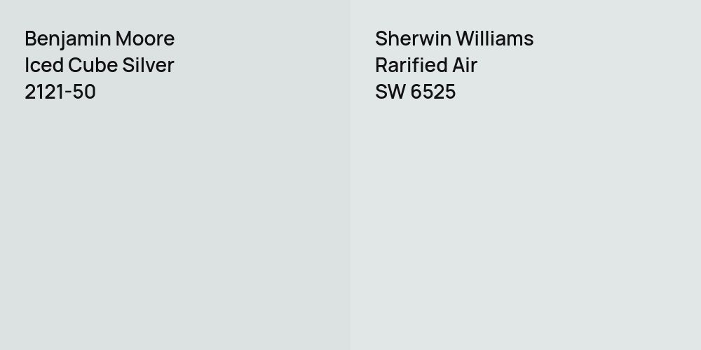 Benjamin Moore Iced Cube Silver vs. Sherwin Williams Rarified Air