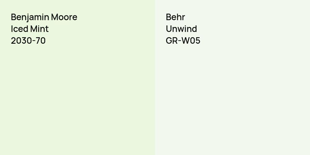 Benjamin Moore Iced Mint vs. Behr Unwind