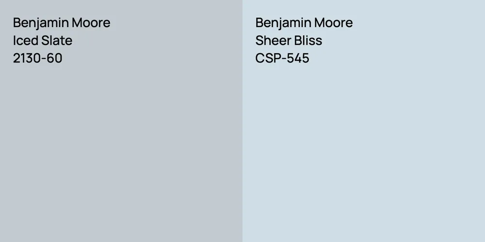 Benjamin Moore Iced Slate vs. Benjamin Moore Sheer Bliss