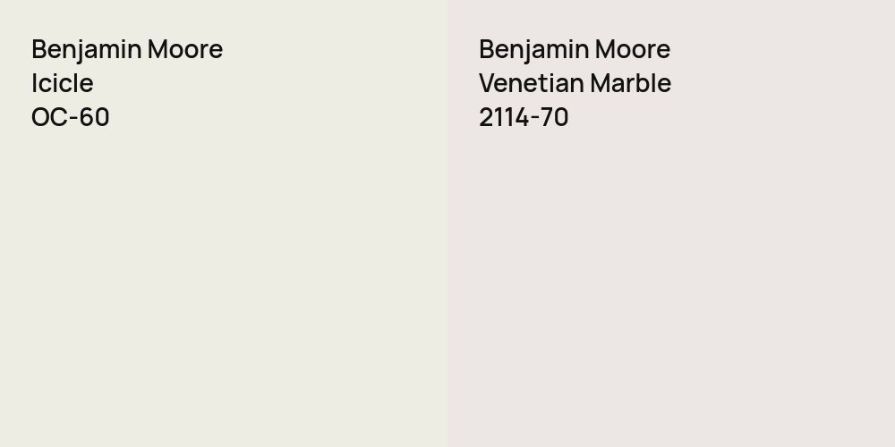 Benjamin Moore Icicle vs. Benjamin Moore Venetian Marble