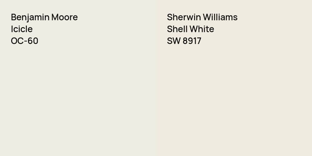 Benjamin Moore Icicle vs. Sherwin Williams Shell White