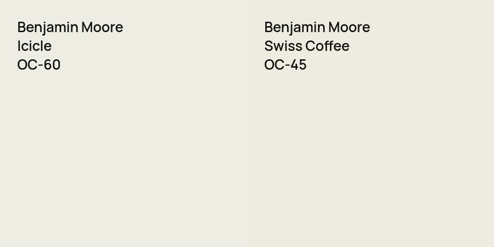 Benjamin Moore Icicle vs. Benjamin Moore Swiss Coffee