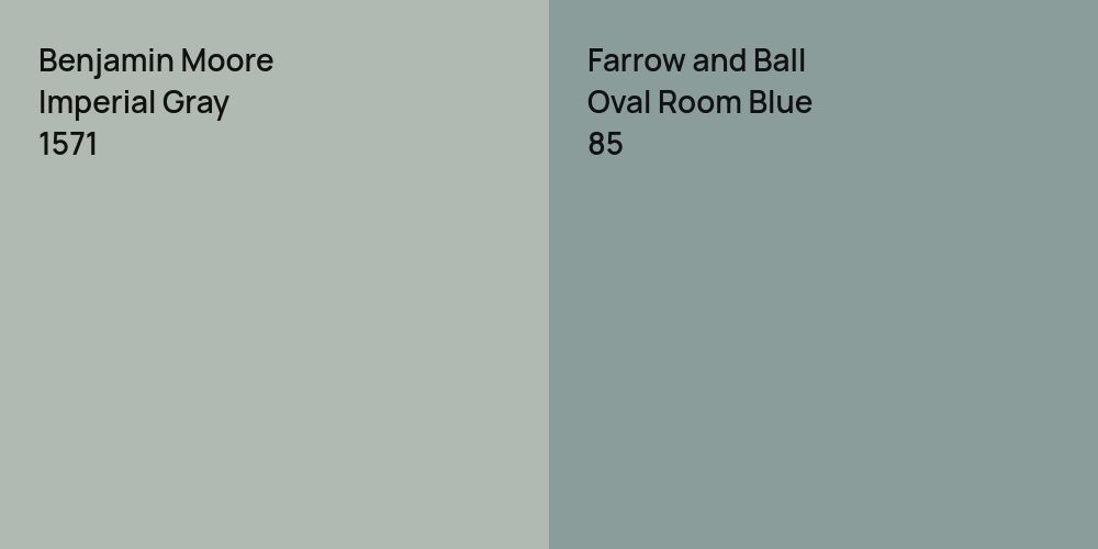 Benjamin Moore Imperial Gray vs. Farrow and Ball Oval Room Blue