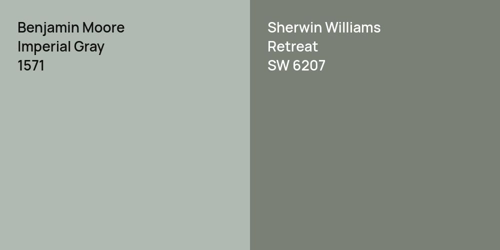 Benjamin Moore Imperial Gray vs. Sherwin Williams Retreat