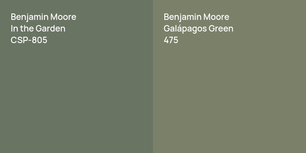 Benjamin Moore In the Garden vs. Benjamin Moore Galápagos Green